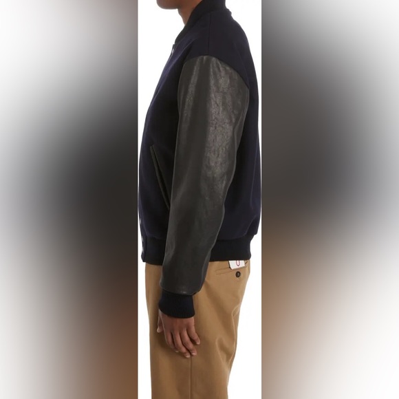 Golden Goose Bomber jacket in dark blue wool & leather sleeves - Picture 6 of 15